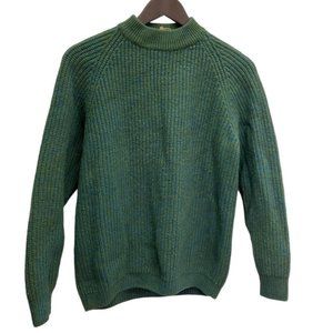 Vintage 100% Wool Green Pullover Crew Neck Fishermans Sweater